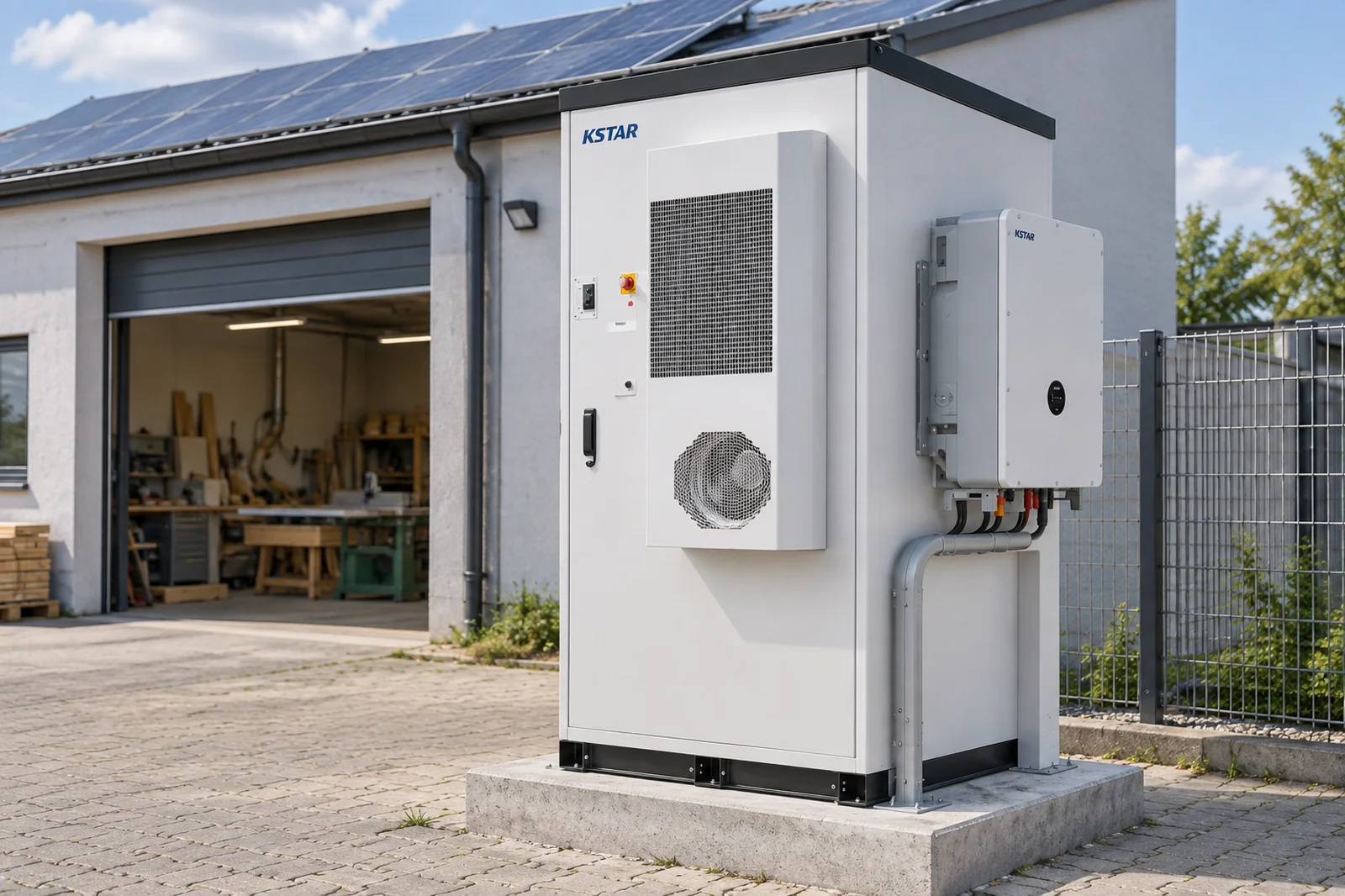 KSTAR BluePulse 70 — Magazyn energii przy warsztacie z instalacją PV