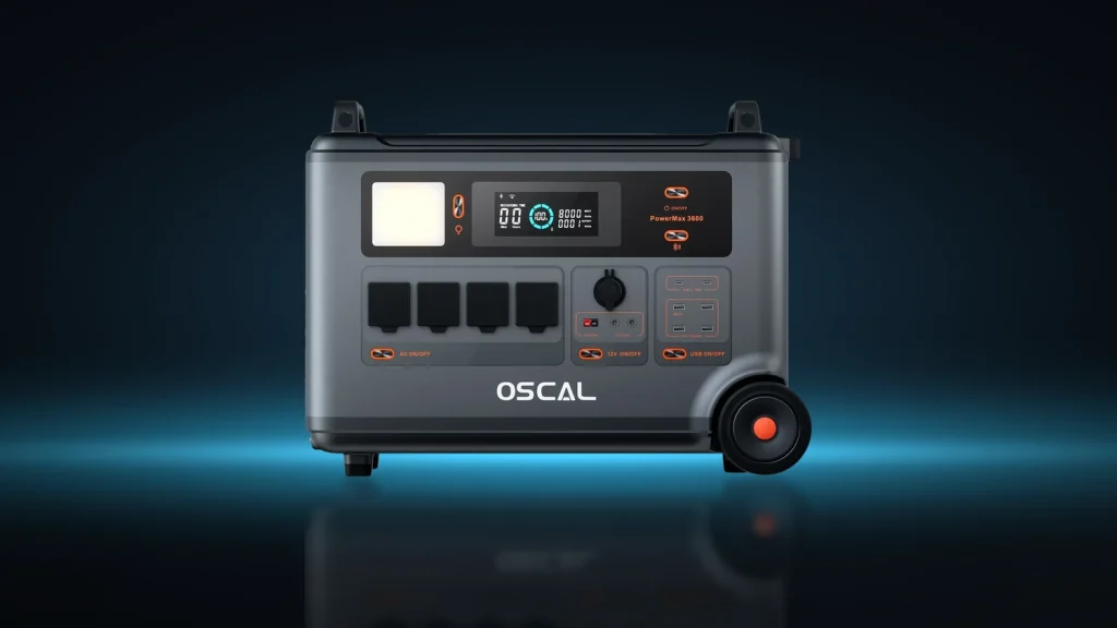 Stacja zasilania Oscal PowerMax 3600 o pojemności 3600 Wh z rozbudową modułami BP3600 do 57,6 kWh