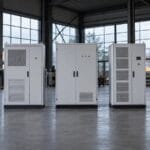 Pięć przemysłowych magazynów energii w hali demonstracyjnej