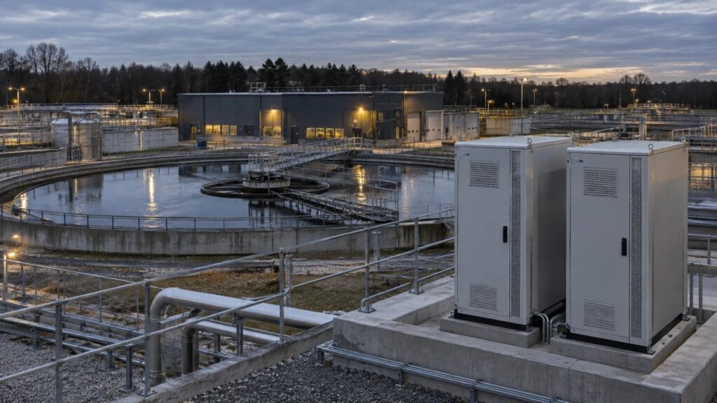 Magazyny energii przy oczyszczalni z osadnikiem i infrastrukturą pompową